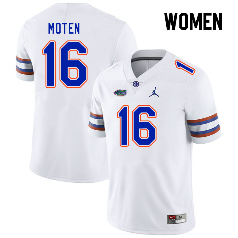 Women #16 R.J. Moten Florida Gators College Football Jerseys Stitched Sale-White - Click Image to Close